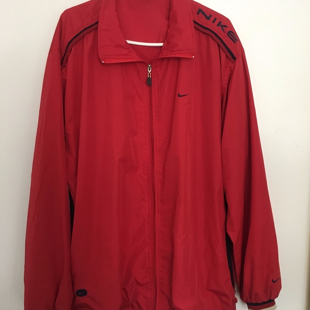 NIKE Zip Up Red Light Bomber Jacket With Pockets Size XXL